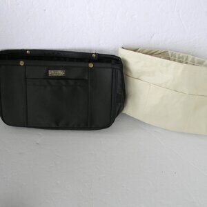 SET LOT OF 2 NYLON PURSE ORGANIZER INSERTS BLACK/CREAM SMALL-MEDIUM